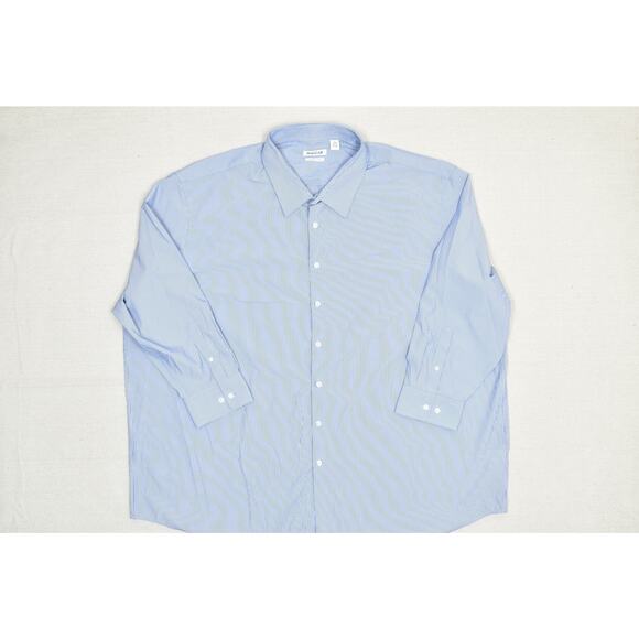 Haggar Men's Button Down Shirt Classic Fit Size 20 34/35 Blue Striped Long Sleev - Picture 3 of 8